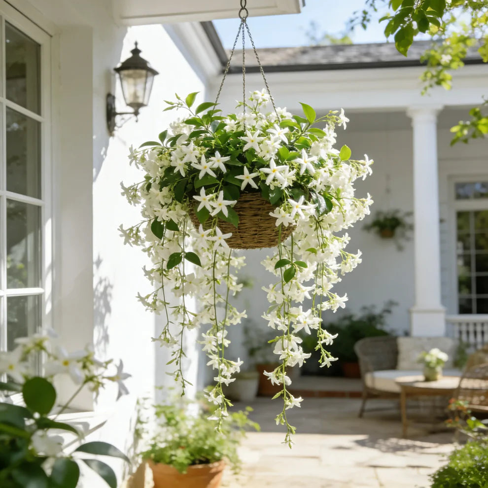 Cascading Vines with White Blooms